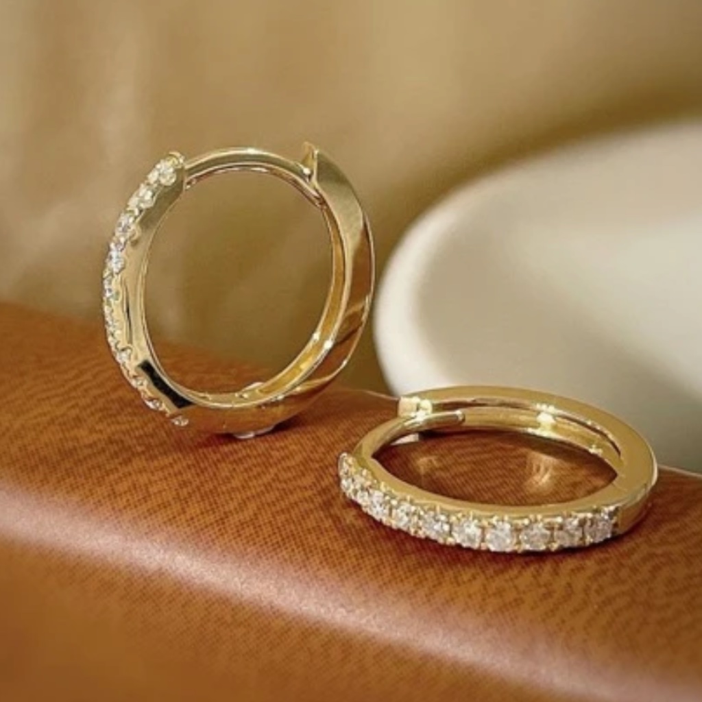14k Gold Plated 925 Sterling Silver Huggie Hoop Earrings